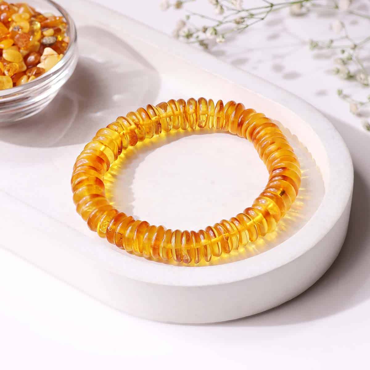 Amber Coin Beads Bracelet