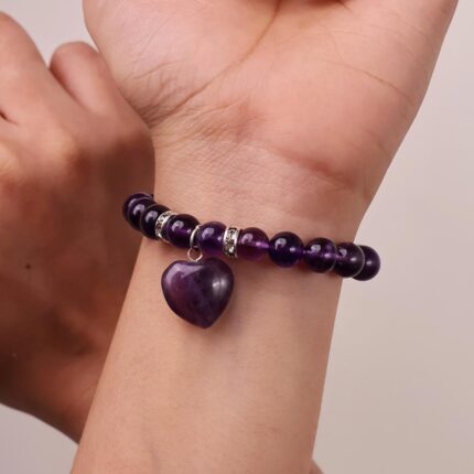 Amethyst Bracelet With Mini Heart Charm