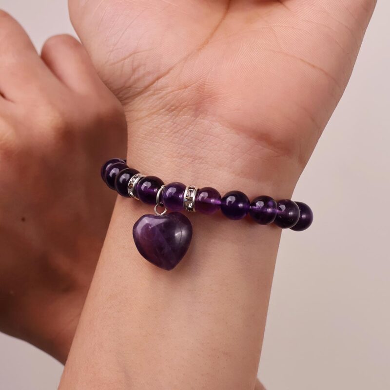 Amethyst Bracelet With Mini Heart Charm