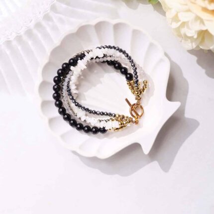 Black and White Five Layered Bracelet