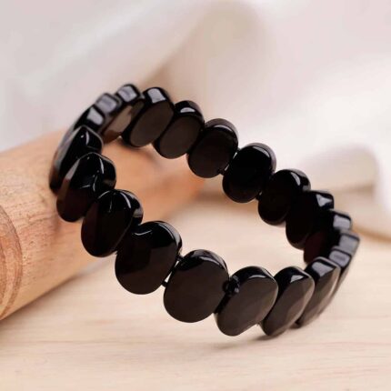 Black Obsidian Oval Faceted Bracelet