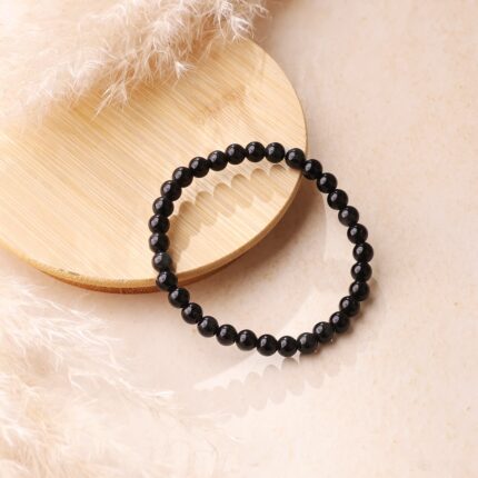 Black Obsidian Round Beads Bracelet