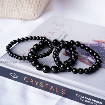 Black Tourmaline Round Beads Bracelet