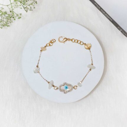 Citrine Chips Hamsa Hand Charm Chain Bracelet