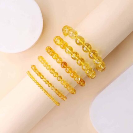 Citrine Heated Round Beads Bracelet