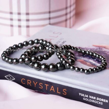 Elite Shungite Round Stone Elastic Beads Bracelet