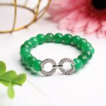 Green Aventurine Faceted Beads Infinity Charm Bracelet