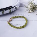 Peridot 6mm Beads Chain Bracelet (Synthetic)