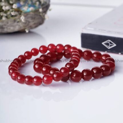 Pink Onyx Round Bead Bracelet