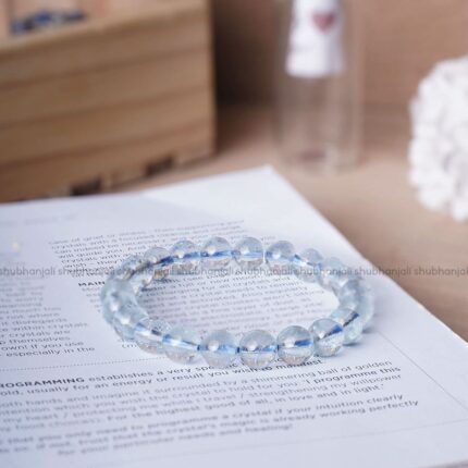 Premium Blue Topaz Round Beads Bracelet