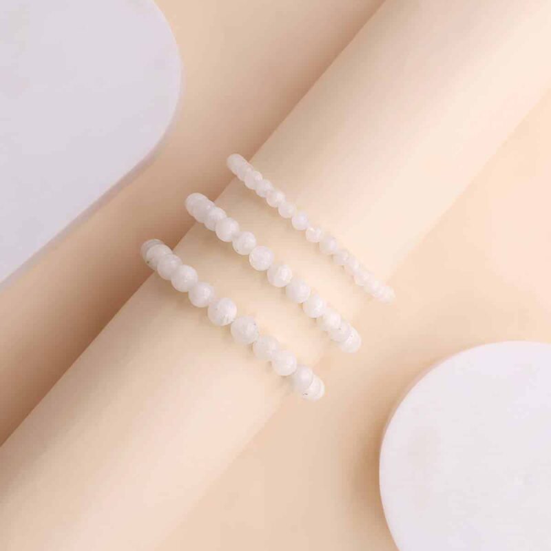Rainbow Moonstone Round Beads Bracelet