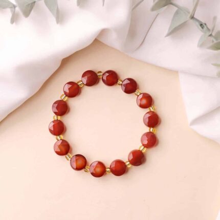 Red Carnelian Coin Faceted Bracelet