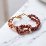Red Carnelian & Red Jasper Faceted Knot Bracelet 4mm