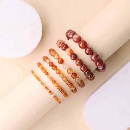 Red Carnelian Round Beads Bracelet