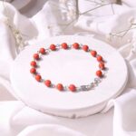 Red Coral Silver Bracelet