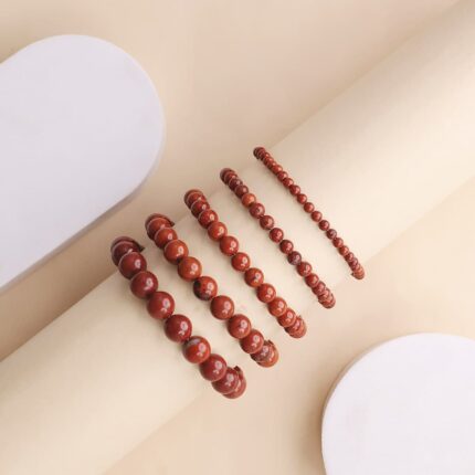 Red Jasper Round Beads Bracelet