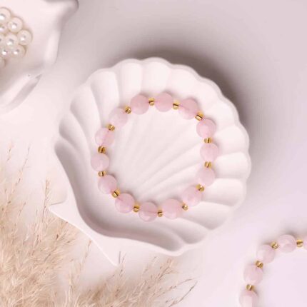 Rose Quartz Coin Faceted Bracelet