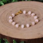 Rose Quartz Drum Faceted Chain Bracelet