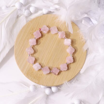 Rose Quartz Flower Beads Bracelet