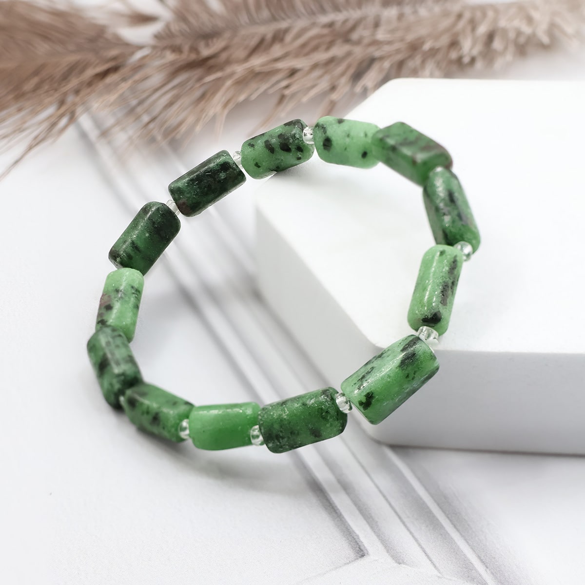 Ruby Zoisite Rectangle Beads Bracelet