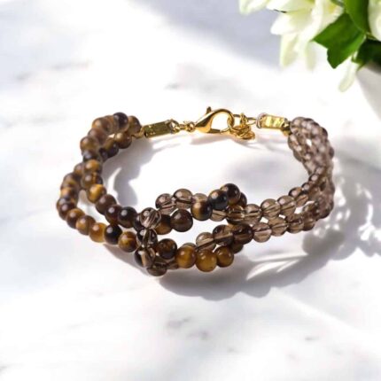 Smokey & Tiger Eye Knot Bracelet 4mm