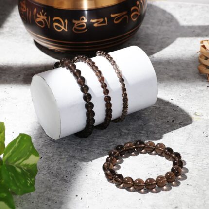 Smoky Quartz Round Beads Bracelet