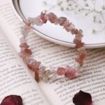 Strawberry Quartz Chips Stone Elastic Bracelet