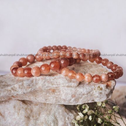 Sunstone Heated Round Beads Bracelet