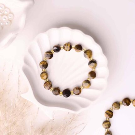 Tiger Eye Coin Faceted Bracelet
