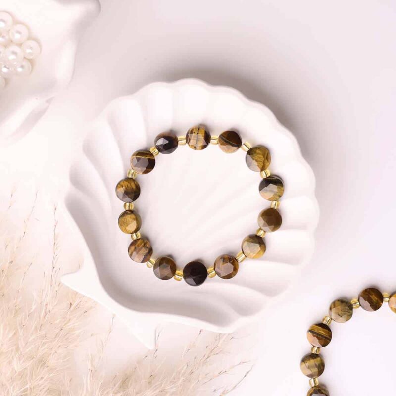 Tiger Eye Coin Faceted Bracelet